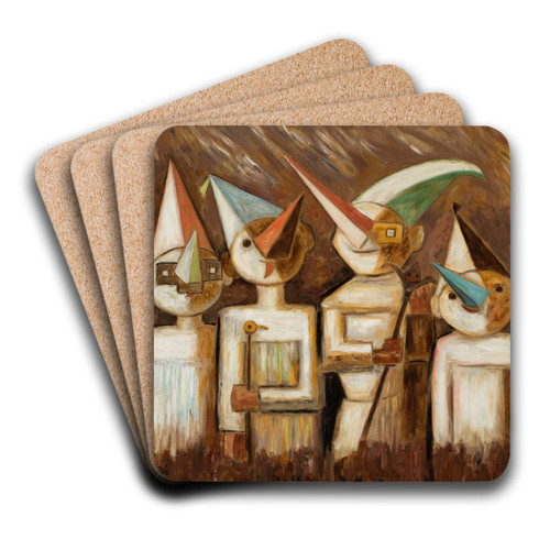 Children in disguises by Tadeusz Makowski Art Drink Coaster set Children in disguises by Tadeusz Makowski Art Drink Coaster set