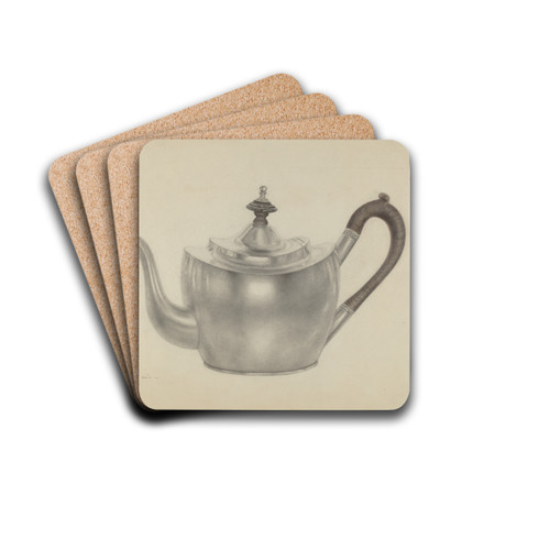 Silver Teapot by Dorothy Dwin Drink Coasters - set of 4