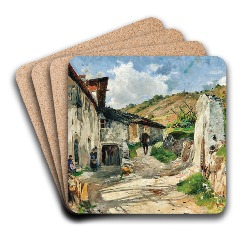 Wachau region, a path to a vineyard near a village by Eduard Zetsche Art Drink Coaster set