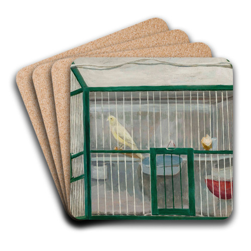 Cage with a canary by Tadeusz Makowski Art Drink Coaster set Cage with a canary by Tadeusz Makowski Art Drink Coaster set
