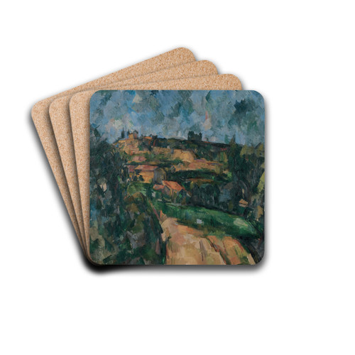 Bend Of The Road At The Top Of The Chemin Des Lauves by Paul Czanne Drink Coasters - set of 4 Bend Of The Road At The Top Of The Chemin Des Lauves by Paul Czanne Drink Coasters - set of 4