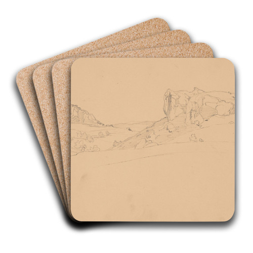 Landscape sketch from the Ogrodzieniec area by Jzef Simmler Art Drink Coaster set Landscape sketch from the Ogrodzieniec area by Jzef Simmler Art Drink Coaster set
