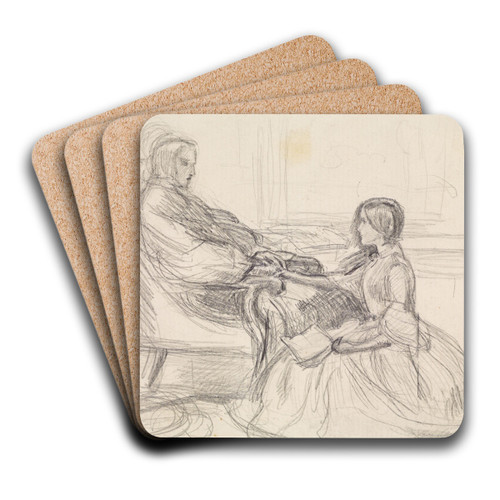 Tennyson's The Grandmother's Apology - Figure Study by Sir John Everett Millais Art Drink Coaster set Tennyson's The Grandmother's Apology - Figure Study by Sir John Everett Millais Art Drink Coaster set