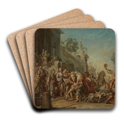 The Departure of Dido and Aeneas for the Hunt by Jean Bernard Restout Art Drink Coaster set