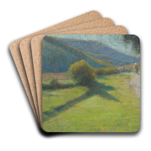 Road at the edge of the forest by udovt ordk Art Drink Coaster set