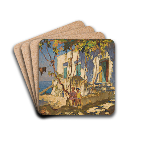 Resting In The Shade, Capri by Konstantin Ivanovich Gorbatov Drink Coasters - set of 4