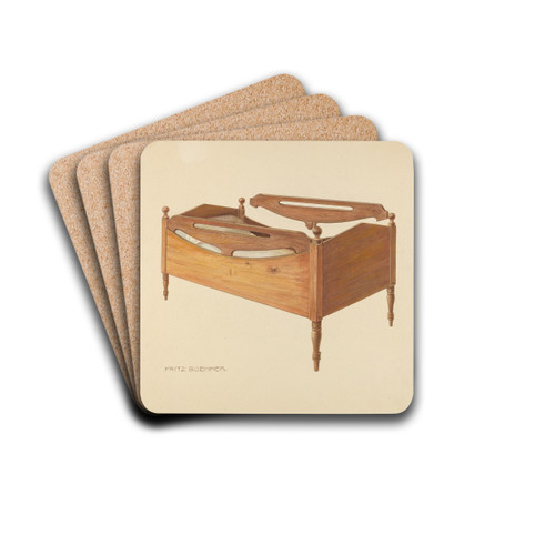 Zoar Child's Bed by Fritz Boehmer Drink Coasters - set of 4 Zoar Child's Bed by Fritz Boehmer Drink Coasters - set of 4