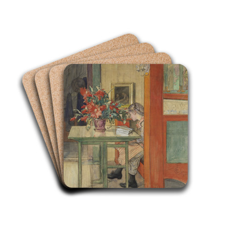 Lisbeth Reading by Carl Larsson Drink Coasters - set of 4