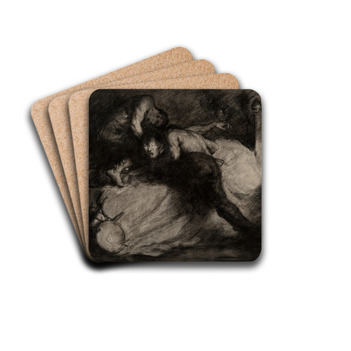 The Struggle by George Wesley Bellows Drink Coasters - set of 4 The Struggle by George Wesley Bellows Drink Coasters - set of 4