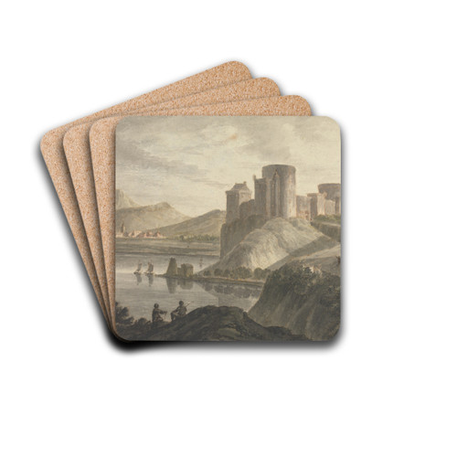Castle with Figures in a Classical Landscape by Robert Adam Drink Coasters - set of 4
