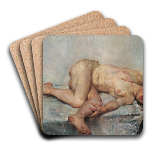 Liegender Weiblicher Akt by Lovis Corinth Art Drink Coaster set