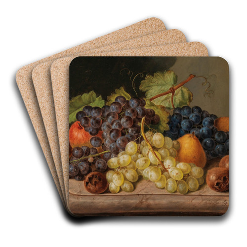 Still Life with Grapes and Pears by Johann Georg Seitz Art Drink Coaster set Still Life with Grapes and Pears by Johann Georg Seitz Art Drink Coaster set