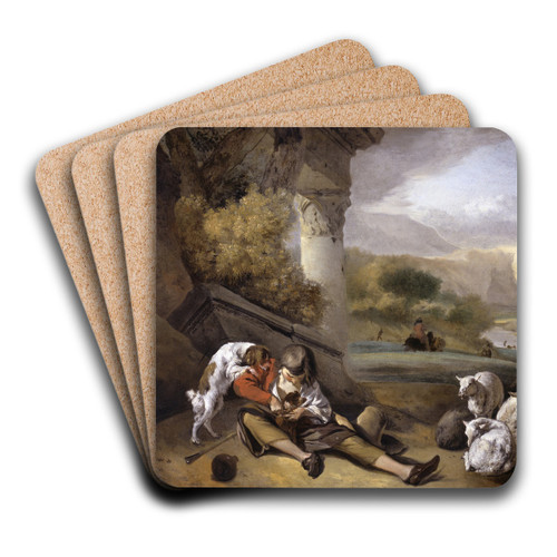 Landscape with Shepherd Boy by Jan Weenix Art Drink Coaster set
