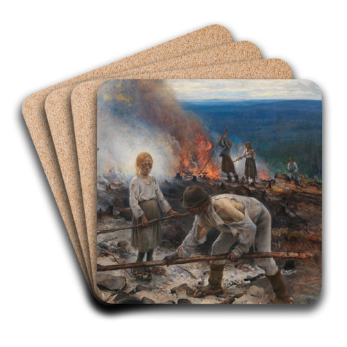 Under the Yoke (Burning the Brushwood) by Eero Jrnefelt Art Drink Coaster set