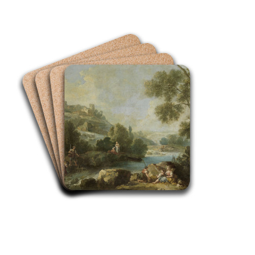 Landscape with Figures by Giuseppe Zais Drink Coasters - set of 4 Landscape with Figures by Giuseppe Zais Drink Coasters - set of 4