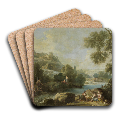 Landscape with Figures by Giuseppe Zais Art Drink Coaster set Landscape with Figures by Giuseppe Zais Art Drink Coaster set