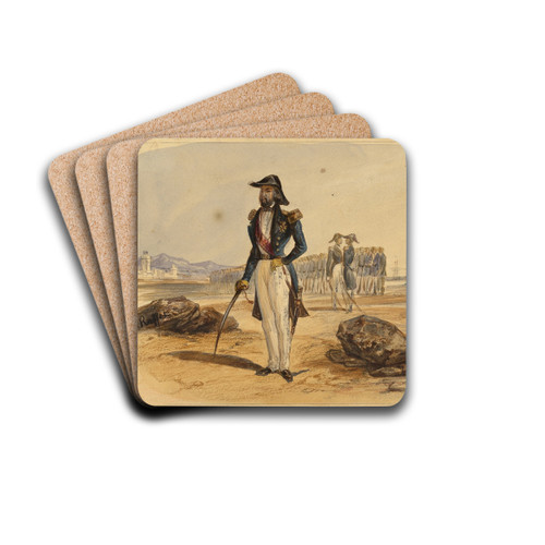 General with Troops in Background by Denis Auguste Marie Raffet Drink Coasters - set of 4 General with Troops in Background by Denis Auguste Marie Raffet Drink Coasters - set of 4