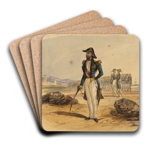 General with Troops in Background by Denis Auguste Marie Raffet Art Drink Coaster set General with Troops in Background by Denis Auguste Marie Raffet Art Drink Coaster set