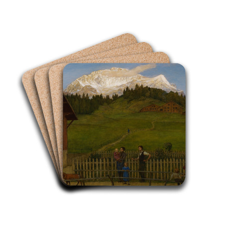 Abend in der Schweiz II by Hans Thoma Drink Coasters - set of 4 Abend in der Schweiz II by Hans Thoma Drink Coasters - set of 4