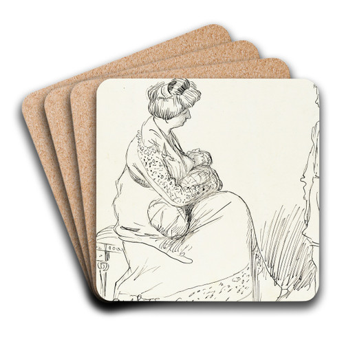 Algot Views His Little Sister by Albert Engstrm Art Drink Coaster set