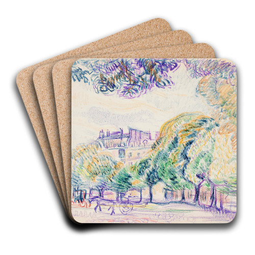 Kaupunkikuva, puistoa, ajureita by Magnus Enckell Art Drink Coaster set