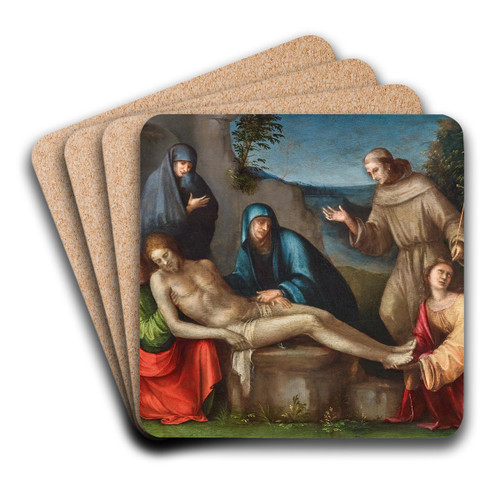 The Lamentation of Christ with Angels by Francesco Raibolini Art Drink Coaster set