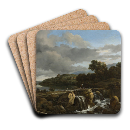 Landscape with Cascade by Jacob van Ruisdael Art Drink Coaster set