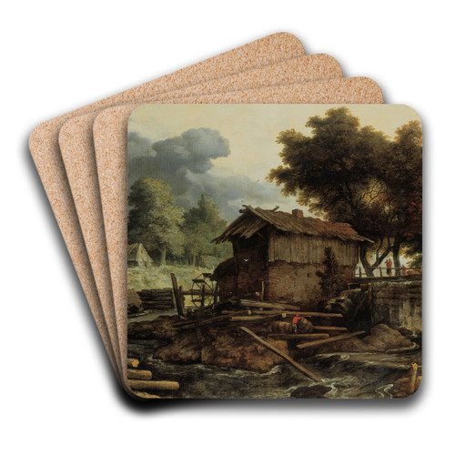 Landscape with Sawmill by Allaert van Everdingen Art Drink Coaster set