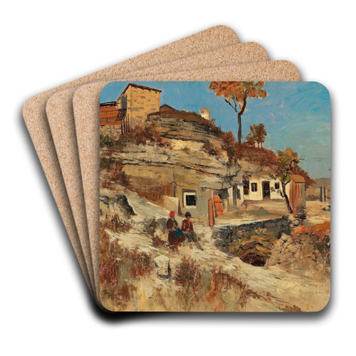 Sdliche Landschaft by Theodor Von Hrmann Art Drink Coaster set