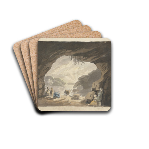 Figures with Animals at Cave by James Miller Drink Coasters - set of 4 Figures with Animals at Cave by James Miller Drink Coasters - set of 4