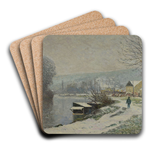 La neige  Port-Marly by Maxime Maufra Art Drink Coaster set