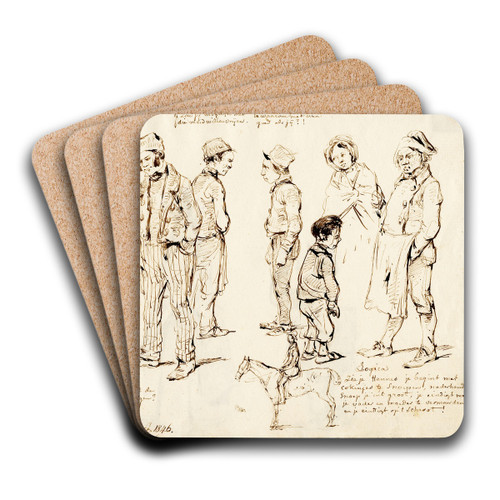 Karik., vragend en snoepend kind, twee vrijers by Pieter van Loon Art Drink Coaster set Karik., vragend en snoepend kind, twee vrijers by Pieter van Loon Art Drink Coaster set