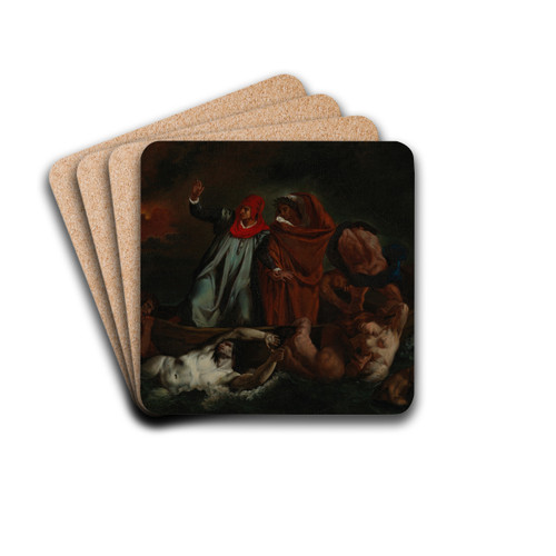 Dante And Virgil In Hell by Adolf Von Becker Drink Coasters - set of 4