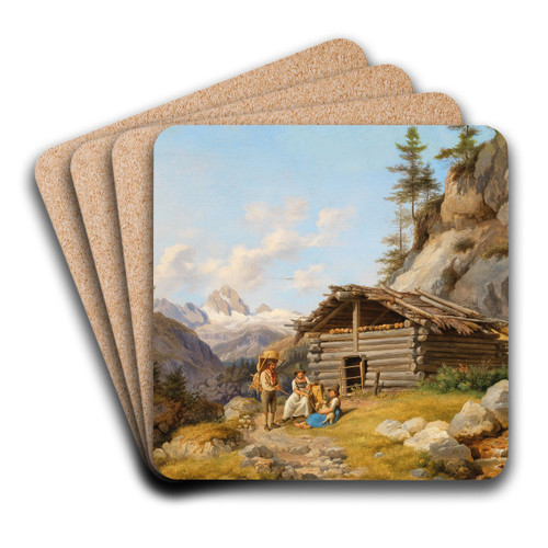 On the Alpine Pastures by Johann Philipp Heinel Art Drink Coaster set