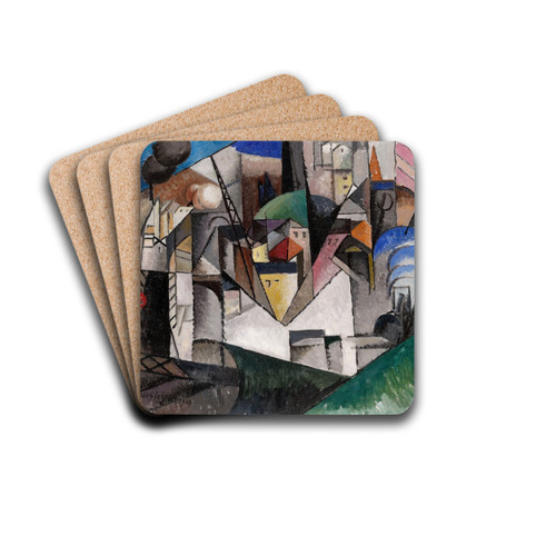 Landscape by Albert Gleizes Drink Coasters - set of 4 Landscape by Albert Gleizes Drink Coasters - set of 4