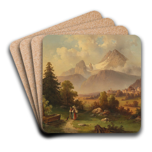 View of the Watzmann by Edmund Mahlknecht Art Drink Coaster set View of the Watzmann by Edmund Mahlknecht Art Drink Coaster set