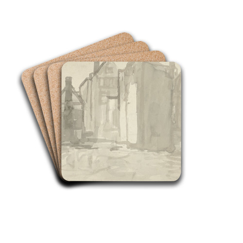Bouwput Sint Agnietenstraat te Amsterdam by George Hendrik Breitner Drink Coasters - set of 4 Bouwput Sint Agnietenstraat te Amsterdam by George Hendrik Breitner Drink Coasters - set of 4