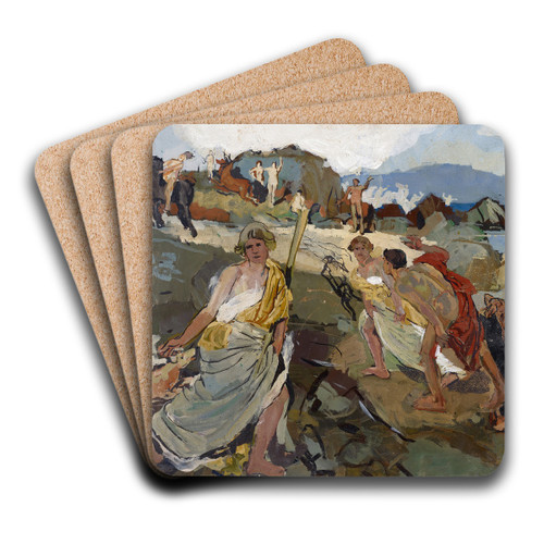 Amazons And Hunters At The Seaside by Carl Burckhardt Art Drink Coaster set
