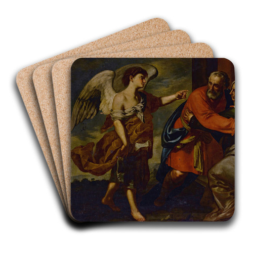 The Meeting of Zechariah and Elizabeth by Francesco Guarino Art Drink Coaster set