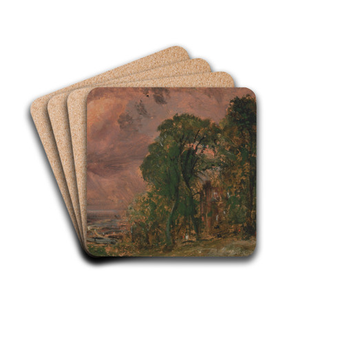A View at Hampstead with Stormy Weather by John Constable Drink Coasters - set of 4