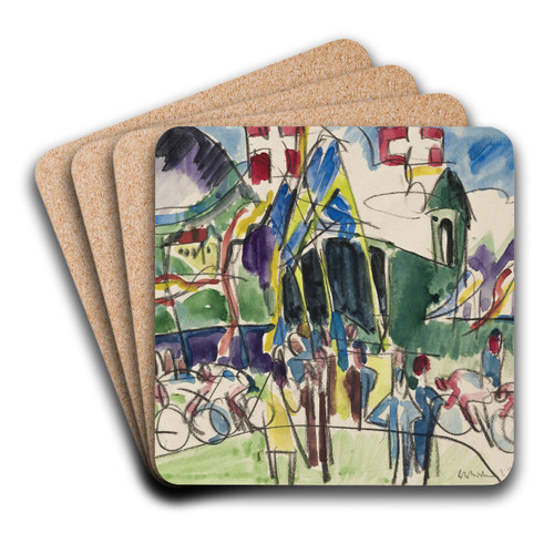 Radrennen by Ernst Ludwig Kirchner Art Drink Coaster set