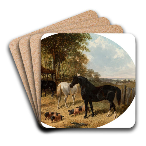 In the farmyard by John Frederick Herring Jr. Art Drink Coaster set