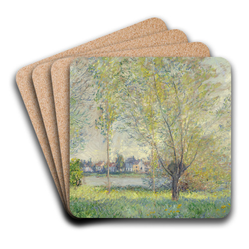 The Willows by Claude Monet Art Drink Coaster set
