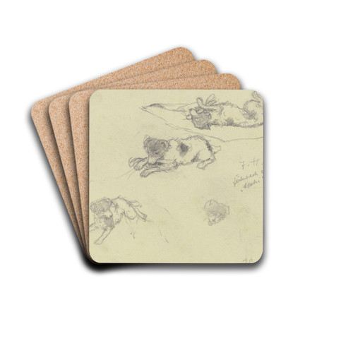 Three dog studies by Jacob Happ Drink Coasters - set of 4