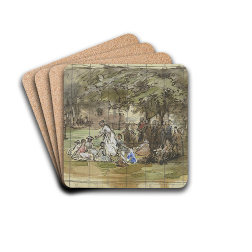 Gruppe von Frauen und Kindern im Freien by Philipp Rumpf Drink Coasters - set of 4