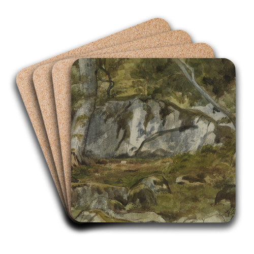 Forest with boulders by Alexandre Cabanel Art Drink Coaster set