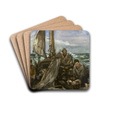 The Toilers Of The Sea by douard Manet Drink Coasters - set of 4 The Toilers Of The Sea by douard Manet Drink Coasters - set of 4