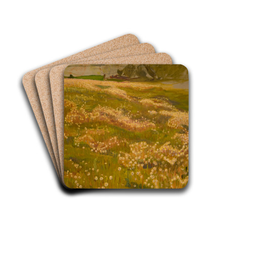 Sketch for The Knight and the Maiden (Dandelion Meadow) by Richard Bergh Drink Coasters - set of 4
