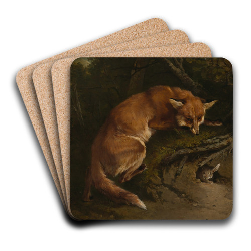 On the lurk by Charles Verlat Art Drink Coaster set