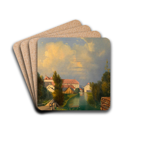 Fabriksgarten in Schwadorf by Adalbert Stifter Drink Coasters - set of 4 Fabriksgarten in Schwadorf by Adalbert Stifter Drink Coasters - set of 4